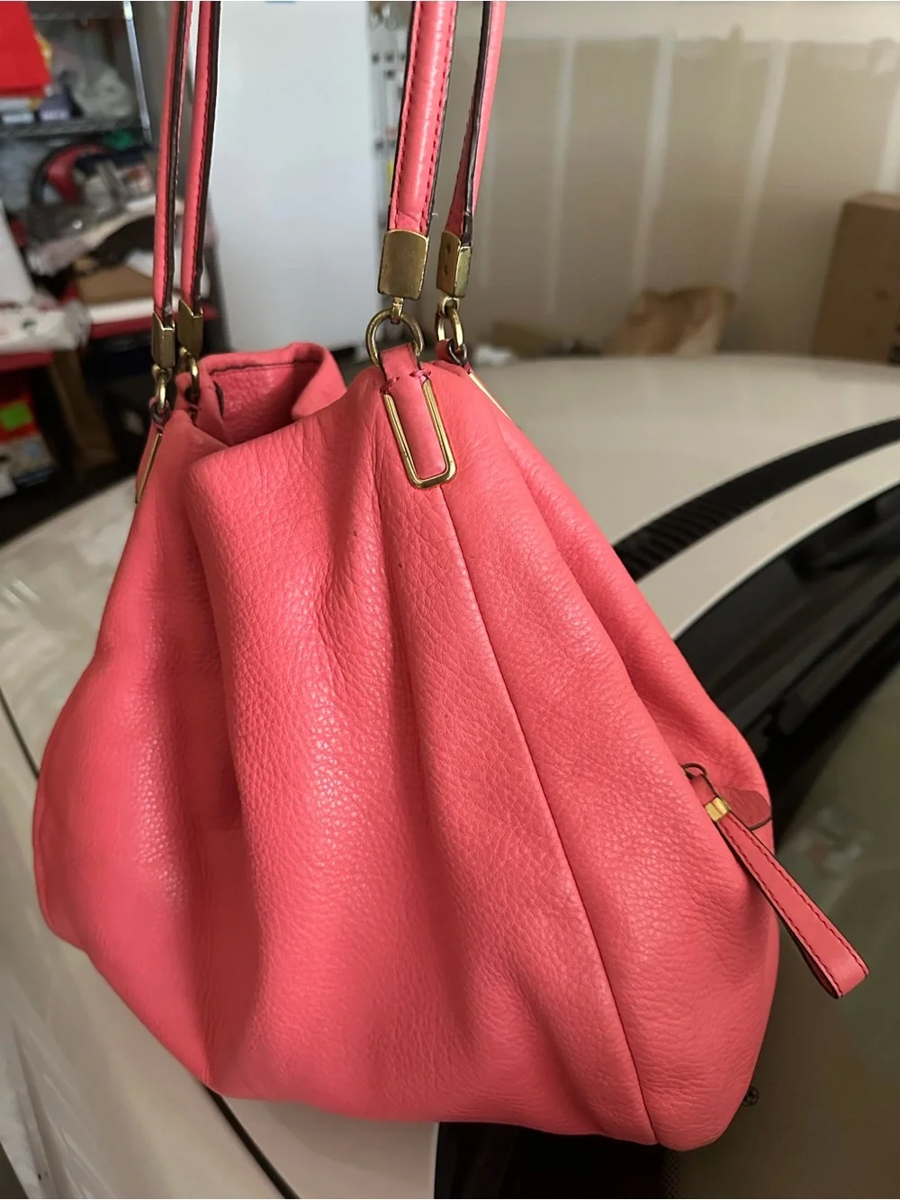 COACH Pink Pebbled Leather shoulder Bag